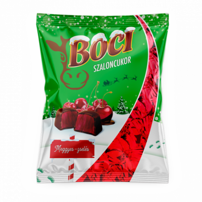Boci meggyes ízesítésű zselés szaloncukor étcsokoládéval mártva 380 g