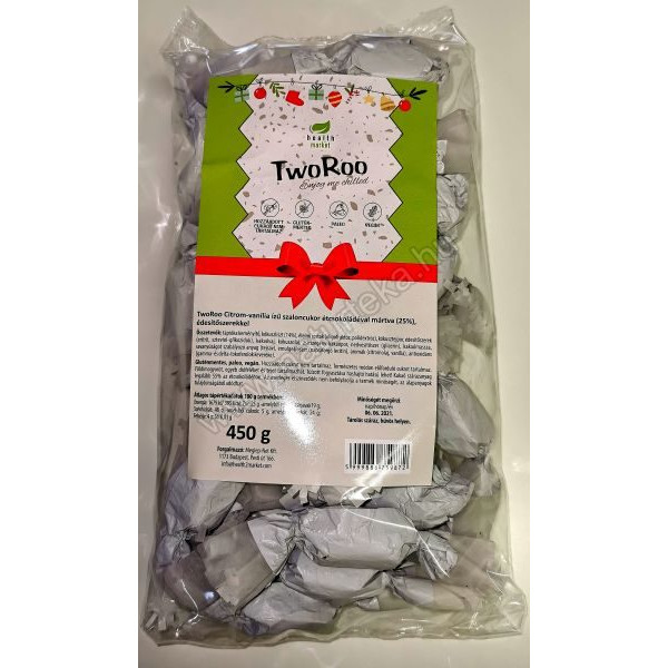 Health Market TwoRoo citrom-vanília ízű gluténmentes SZALONCUKOR étcsokoládéba mártva 450g | Rubik kocka