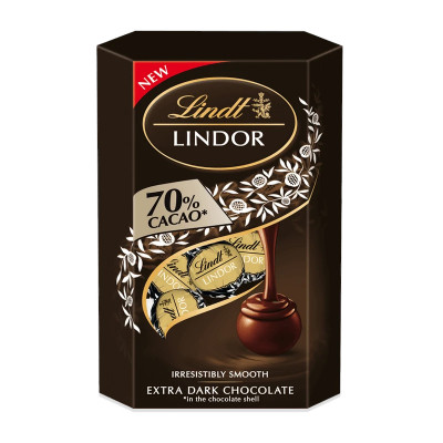 LINDOR Szaloncukor 70% Kakaótartalmú Étcsokoládé Lágyan Olvadó Töltelékkel 200g