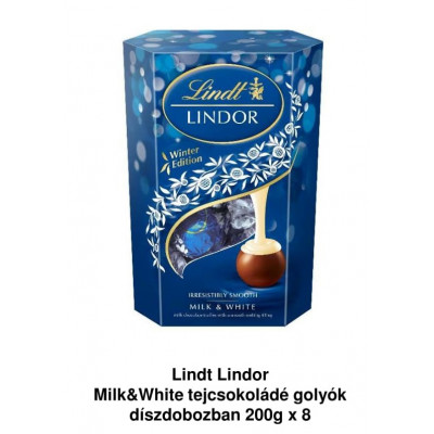 Lindt Lindor Milk&White tejcsokoládé golyók díszdobozban