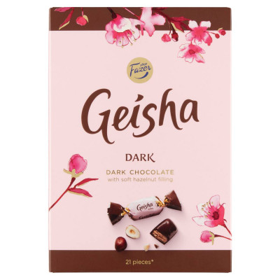Fazer Geisha Dark étcsokoládé szelet mogyorós nugát töltelékkel | Rubik kocka
