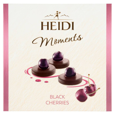 Heidi Moments étcsokoládé praliné kakaó ízű töltelékkel és kandírozott fekete cseresznyével | Rubik kocka