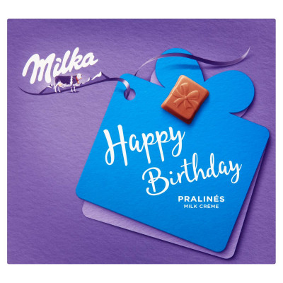 Milka Happy Birthday alpesi tejcsokoládé praliné tejes krémtöltelékkel