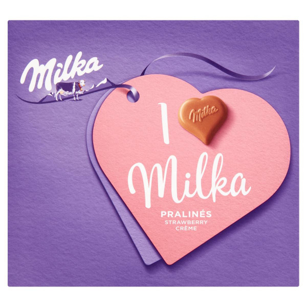 Milka I love Milka alpesi tejcsokoládé praliné epres töltelékkel | Rubik kocka