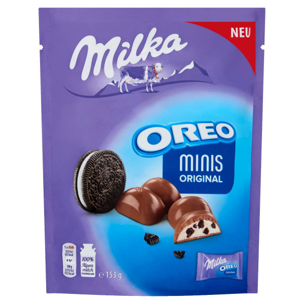 Milka Oreo Minis Original tejcsokoládé kekszdarabokkal és vaníliaízű tejes krémtöltelékkel | Rubik kocka