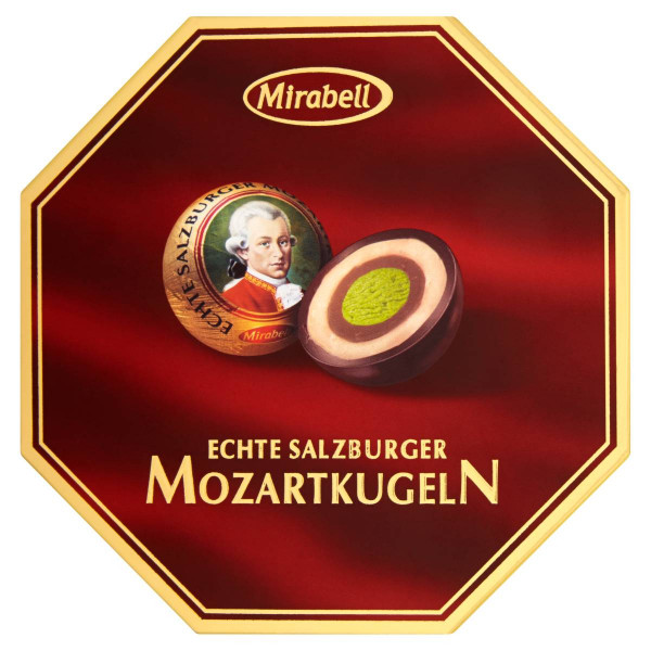 Mirabell Mozartkugeln étcsokoládé világos és sötét mogyoróskrém és marcipán töltelékkel 100g | Rubik kocka