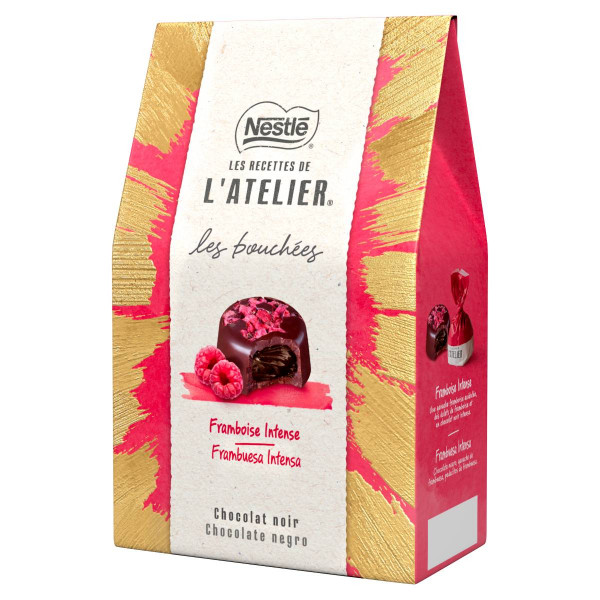 Nestlé l'Atelier étcsokoládé praliné málnás krémmel | Rubik kocka
