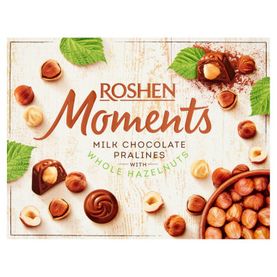 Roshen Moments mogyorókrémes tejcsokoládés desszert egészmogyoróval | Rubik kocka