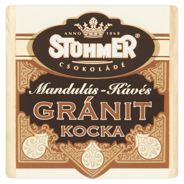 Stühmer Mandulás-Kávés Gránit Kocka főzött mandulanugát tejcsokoládé bevonattal | Rubik kocka