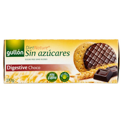 Gullón DietNature cukormentes búzakorpás keksz étcsokoládé bevonattal, édesítőszerrel