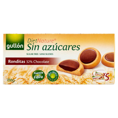 Gullón DietNature Ronditas étcsokoládés cukormentes keksz édesítőszerrel | Rubik kocka